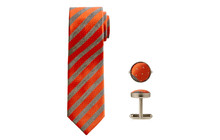 Набор: галстук, запонки оранжевый