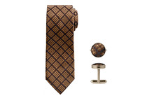 Набор: галстук, запонки темно-золотой